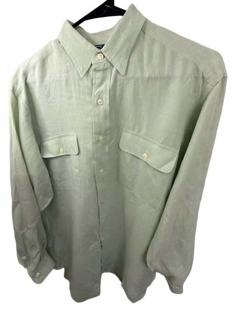 Vintage Polo Ralph Lauren Linen Shirt Mens S Sage Green Double Pocket Singapore